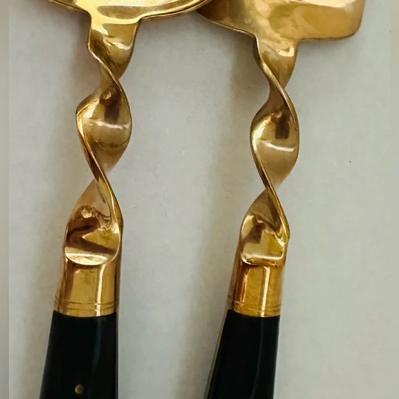 Vintage Siam (Thailand) Brass & Wood Serving Set - Picture 5 of 12